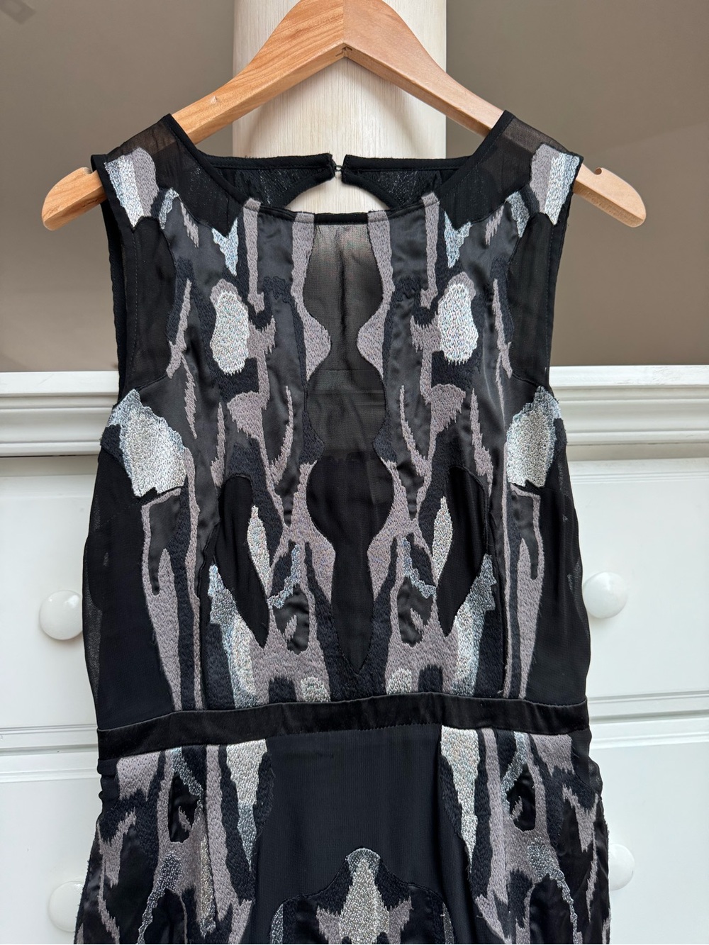 REISS Zuma Black Silver Embroidered Maxi Dress – Size US 4 / UK 8 / EU 36 - Picture 13 of 14